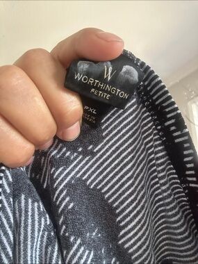 Worthington Petite Black and White Striped Cardigan